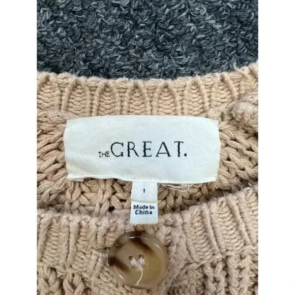 The Great Pink Bobble Sophomore Crew Neck Knitted Cardigan Sweater Sz 1 …